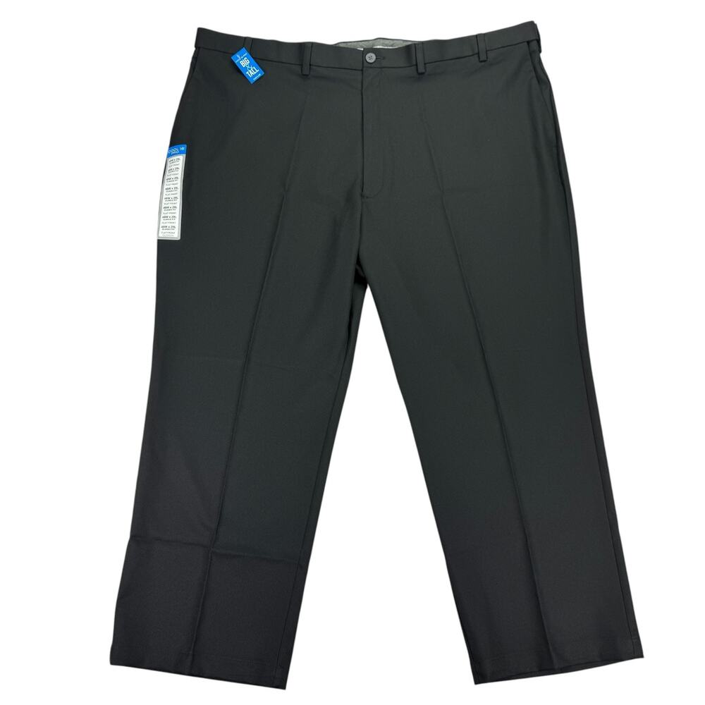 Haggar Mens Big & Tall Cool 18 Pro Classic Fit Stretch Dress Pants Black 48x29